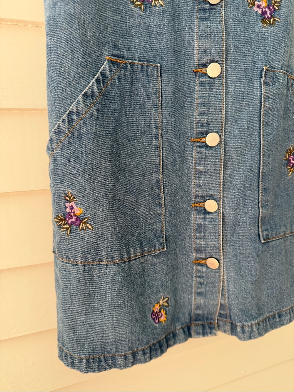 Bongo | Embroidered Denim Jumper Dress Overall Pinafore Size Large - Picture 5 of 9
